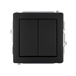 Mechanizm łącznika zwiernego, dwubiegunowego (dwa klawisze bez piktogramów, osobne zasilanie) Karlik DECO czarny mat 12DWP-44.2