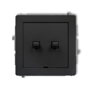 Mechanizm łącznika zwiernego, świecznikowego w stylu amerykańskim (dwa klawisze bez piktogramów, wspólne zasilanie) Karlik DECO czarny mat 12DWPUS-44.1