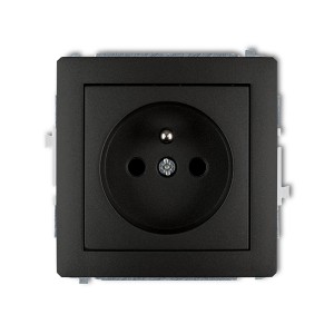Mechanizm gniazda pojedynczego z uziemieniem 2P+Z (przesłony torów prądowych) Karlik DECO czarny mat 12DGP-1zp