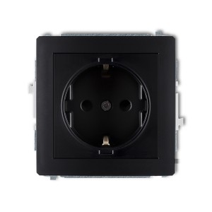 Mechanizm gniazda pojedynczego z uziemieniem SCHUKO 2P+Z (przesłony torów prądowych) Karlik DECO czarny mat 12DGP-1sp