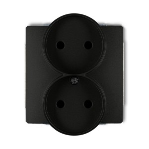 Mechanizm gniazda podwójnego do ramki DECO Soft bez uziemienia 2x2P (przesłony torów prądowych) Karlik DECO czarny mat 12DGPRSO-2p