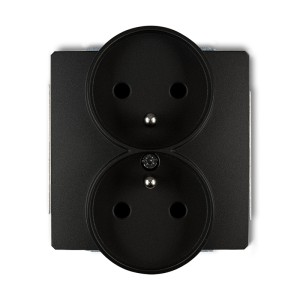 Mechanizm gniazda podwójnego do ramki DECO Soft z uziemieniem 2x(2P+Z) (przesłony torów prądowych) Karlik DECO czarny mat 12DGPRSO-2zp