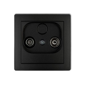 Mechanizm gniazda abonenckiego RTV przelotowego 15dB Karlik DECO czarny mat 12DG15P