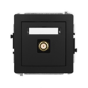 Mechanizm gniazda antenowego pojedynczego typu F (SAT) pozłacany Karlik DECO czarny mat 12DGF-1.1