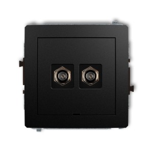 Mechanizm gniazda antenowego podwójnego typu F (SAT) niklowany, bez pola opisowego Karlik DECO czarny mat 12DGFBO-2