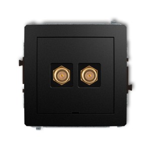 Mechanizm gniazda antenowego podwójnego typu F (SAT) pozłacany, bez pola opisowego Karlik DECO czarny mat 12DGFBO-2.1