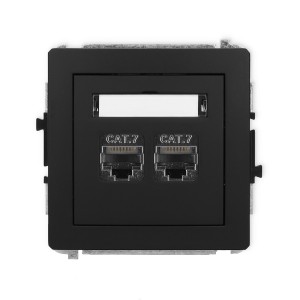 Mechanizm gniazda komputerowego podwójnego 2xRJ45, kat. 7, ekranowany, 8-stykowy Karlik DECO czarny mat 12DGK-10