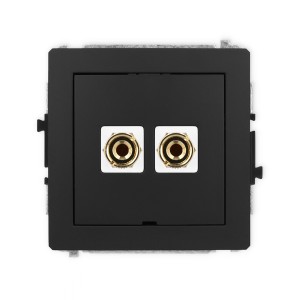 Mechanizm gniazda głośnikowego pojedynczego, bez pola opisowego (typu banan - czerwony i czarny, pozłacany, 4 mm2, do lutowania) Karlik DECO czarny mat 12DGGBO-3