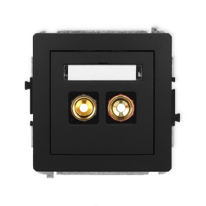 Mechanizm gniazda głośnikowego pojedynczego (typu banan - czerwony i czarny, pozłacany, 4 mm2, skręcany) Karlik DECO czarny mat 12DGG-4