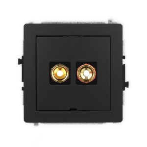 Mechanizm gniazda głośnikowego pojedynczego, bez pola opisowego (typu banan - czerwony i czarny, pozłacany, 4 mm2, skręcany) Karlik DECO czarny mat 12DGGBO-4
