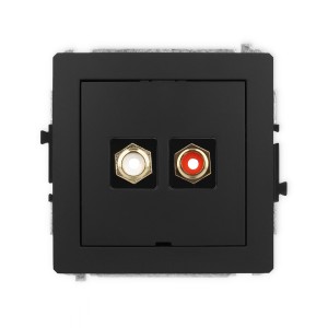 Mechanizm gniazda podwójnego RCA, bez pola opisowego (typu cinch - biały i czerwony, pozłacany) Karlik DECO czarny mat 12DGRCABO-2