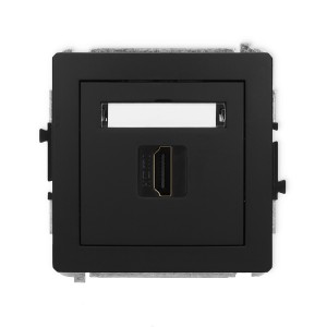 Mechanizm gniazda pojedynczego HDMI 2.0, 4K Karlik DECO czarny mat 12DHDMI-3