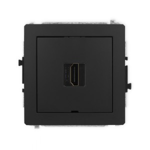 Mechanizm gniazda pojedynczego HDMI 2.0, 4K, bez pola opisowego Karlik DECO czarny mat 12DHDMIBO-3