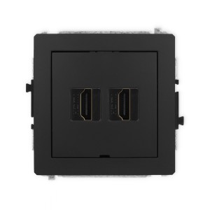 Mechanizm gniazda podwójnego HDMI 2.0, 4K, bez pola opisowego Karlik DECO czarny mat 12DHDMIBO-4