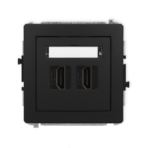 Mechanizm gniazda podwójnego HDMI 2.1, 8K Karlik DECO czarny mat 12DHDMI-6