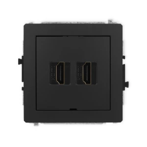 Mechanizm gniazda podwójnego HDMI 2.1, 8K, bez pola opisowego Karlik DECO czarny mat 12DHDMIBO-6
