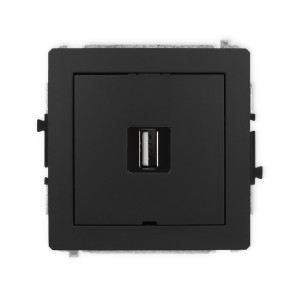 Mechanizm gniazda pojedynczego USB A-A 2.0, bez pola opisowego Karlik DECO czarny mat 12DGUSBBO-1