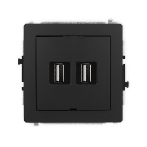 Mechanizm gniazda podwójnego 2xUSB A-A 2.0, bez pola opisowego Karlik DECO czarny mat 12DGUSBBO-2