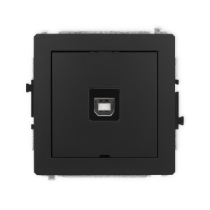 Mechanizm gniazda pojedynczego USB A-B 2.0, bez pola opisowego Karlik DECO czarny mat 12DGUSBBO-3
