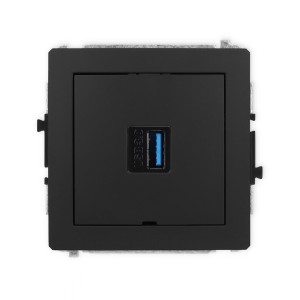 Mechanizm gniazda pojedynczego USB A-A 3.0, bez pola opisowego Karlik DECO czarny mat 12DGUSBBO-5