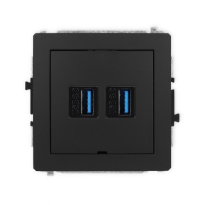 Mechanizm gniazda podwójnego 2xUSB A-A 3.0, bez pola opisowego Karlik DECO czarny mat 12DGUSBBO-6