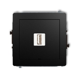 Mechanizm ładowarki USB pojedynczej USB A, 5W max., 5V, 1A, bez pola opisowego Karlik DECO czarny mat 12DCUSBBO-1