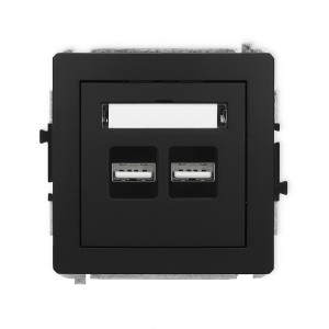 Mechanizm ładowarki USB podwójnej 2xUSB A, 15,5W max., 5V, 3.1A Karlik DECO czarny mat 12DCUSB-6
