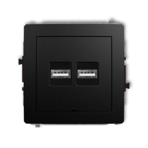 Mechanizm ładowarki USB podwójnej 2xUSB A, 15,5W max., 5V, 3.1A, bez pola opisowego Karlik DECO czarny mat 12DCUSBBO-6
