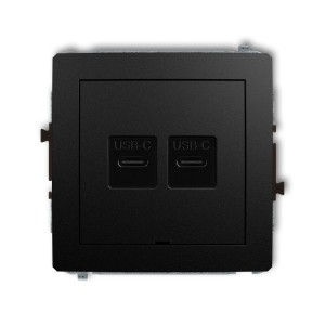 Mechanizm ładowarki USB podwójnej 2xUSB C, 20W max., bez pola opisowego Karlik DECO czarny mat 12DCUSBBO-7