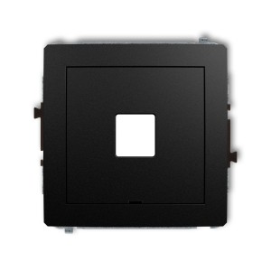 Mechanizm gniazda multimedialnego pojedynczego bez modułu, bez pola opisowego (standard Keystone) Karlik DECO czarny mat 12DGMBO-1P