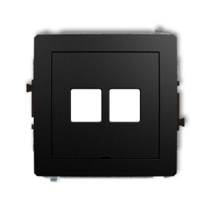 Mechanizm gniazda multimedialnego podwójnego bez modułu, bez pola opisowego (standard Keystone) Karlik DECO czarny mat 12DGMBO-2P