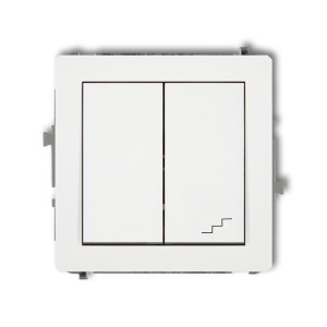 Mechanizm łącznika jednobiegunowego ze schodowym (wspólne zasilanie) Karlik DECO biały mat 25DWP-10.1