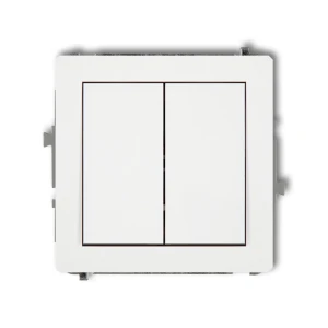 Mechanizm łącznika zwiernego, świecznikowego (dwa klawisze bez piktogramów, wspólne zasilanie) Karlik DECO biały mat 25DWP-44.1
