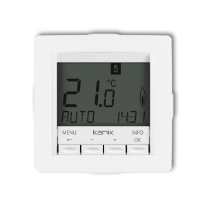 Mechanizm uniwersalnego elektronicznego tygodniowego regulatora temperatury (podświetlenie białe) Karlik DECO biały mat 25DRT-3.1