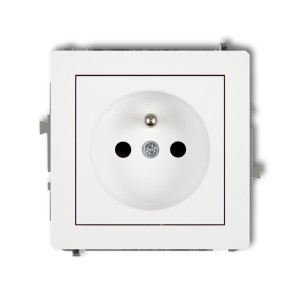 Mechanizm gniazda pojedynczego z uziemieniem 2P+Z (przesłony torów prądowych) Karlik DECO biały mat 25DGP-1zp