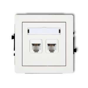 Mechanizm gniazda telefonicznego podwójnego 2xRJ11, 4-stykowy, beznarzędziowe Karlik DECO biały mat 25DGT-2