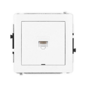 Mechanizm gniazda komputerowego pojedynczego 1xRJ45, kat. 5e, 8-stykowy, bez pola opisowego Karlik DECO biały mat 25DGKBO-1