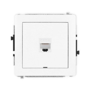 Mechanizm gniazda komputerowego pojedynczego 1xRJ45, kat. 6, 8-stykowy, bez pola opisowego Karlik DECO biały mat 25DGKBO-3