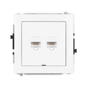 Mechanizm gniazda komputerowego podwójnego 2xRJ45, kat. 5e, 8-stykowy, bez pola opisowego Karlik DECO biały mat 25DGKBO-2