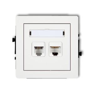 Mechanizm gniazda telefonicznego pojedynczego 1xRJ11 + komputerowego pojedynczego 1xRJ45, kat. 5e, 8-stykowy, beznarzędziowe Karlik DECO biały mat 25DGTK