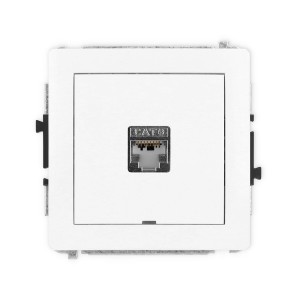 Mechanizm gniazda komputerowego pojedynczego 1xRJ45, kat. 6, ekranowany, 8-stykowy, bez pola opisowego Karlik DECO biały mat 25DGKBO-5