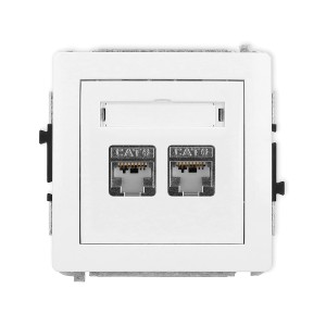 Mechanizm gniazda komputerowego podwójnego 2xRJ45, kat. 6, ekranowany, 8-stykowy Karlik DECO biały mat 25DGK-6