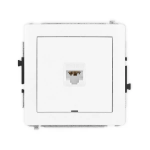 Mechanizm gniazda komputerowego pojedynczego 1xRJ45, kat. 6A, 8-stykowy, bez pola opisowego Karlik DECO biały mat 25DGKBO-7