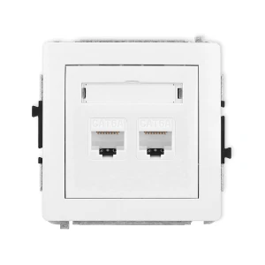 Mechanizm gniazda komputerowego podwójnego 2xRJ45, kat. 6A, 8-stykowy Karlik DECO biały mat 25DGK-8
