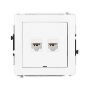 Mechanizm gniazda komputerowego podwójnego 2xRJ45, kat. 6A, 8-stykowy, bez pola opisowego Karlik DECO biały mat 25DGKBO-8