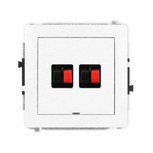 Mechanizm gniazda głośnikowego podwójnego, bez pola opisowego Karlik DECO biały mat 25DGGBO-2