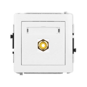 Mechanizm gniazda pojedynczego RCA (typu cinch - żółty, pozłacany) Karlik DECO biały mat 25DGRCA-1