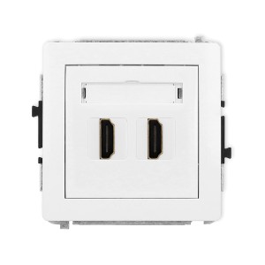 Mechanizm gniazda podwójnego HDMI 2.1, 8K Karlik DECO biały mat 25DHDMI-6