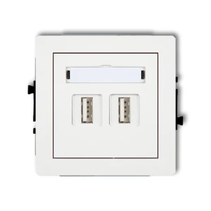 Mechanizm gniazda podwójnego 2xUSB A-A 2.0 Karlik DECO biały mat 25DGUSB-2