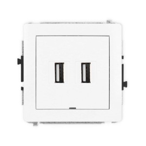 Mechanizm gniazda podwójnego 2xUSB A-A 2.0, bez pola opisowego Karlik DECO biały mat 25DGUSBBO-2